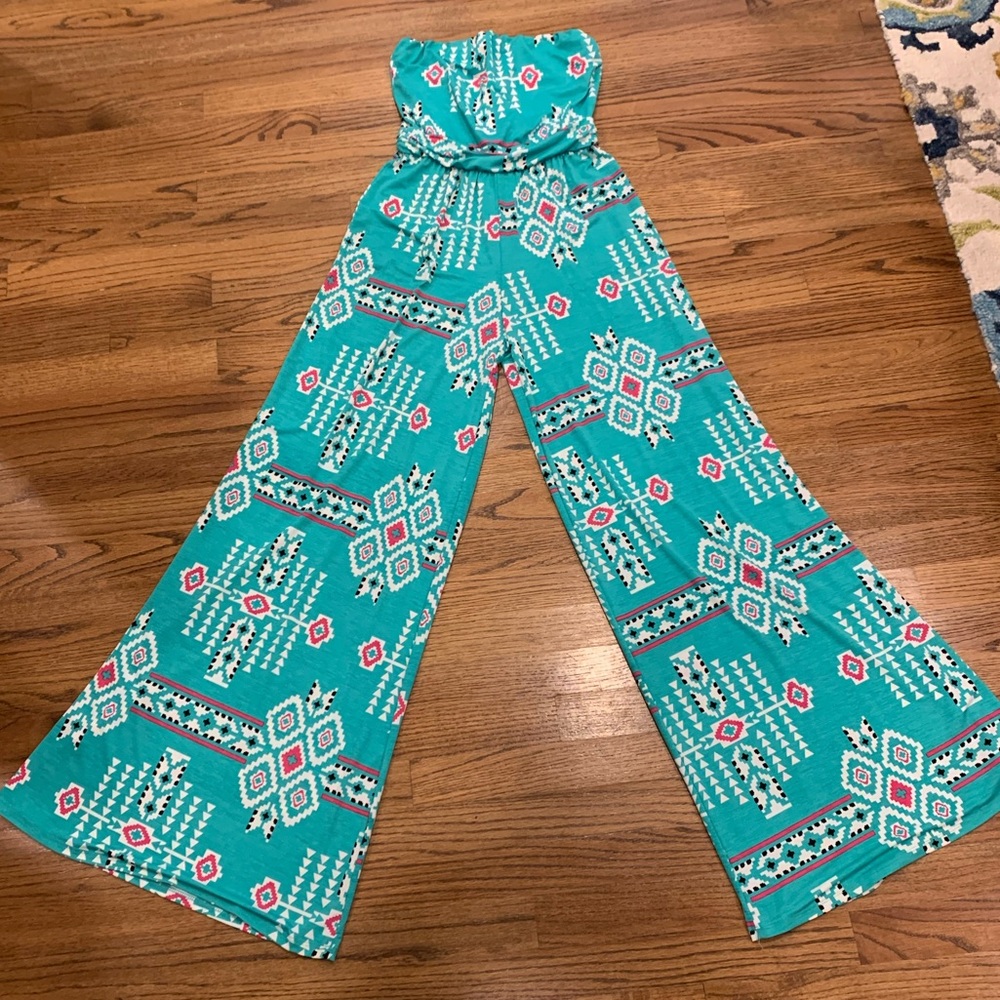 Boutique Strapless Aztec Jumpsuit